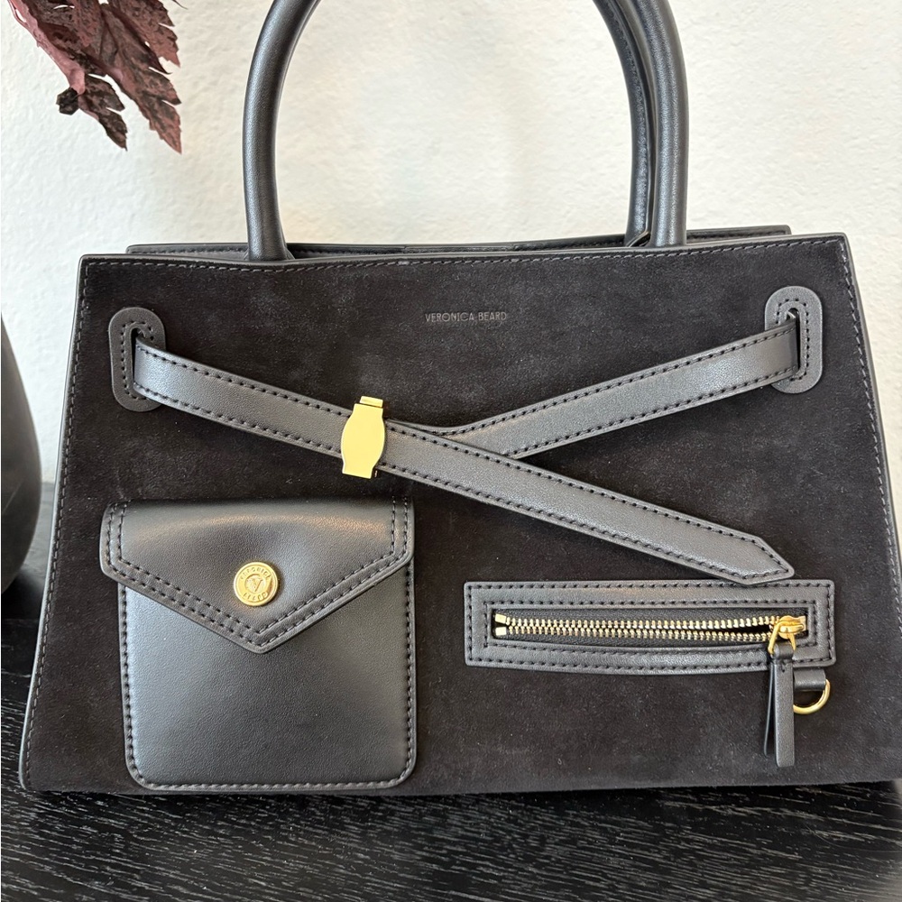 Veronica Beard Cargo Suede Black Dash Bag